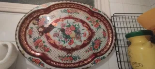 Bandeja decorativa antigua floral