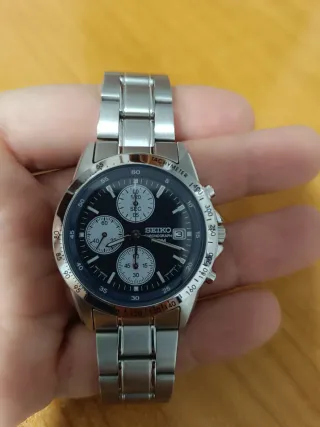 Reloj Seiko Cronógrafo azul y plateado