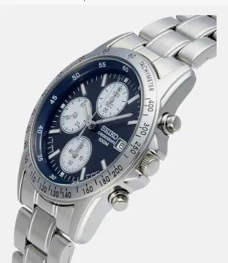 Reloj Seiko Cronógrafo azul y plateado