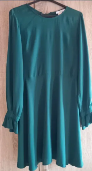 Vestido verde manga comprida Tam 36