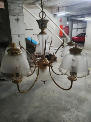 Lámpara de techo vintage latón y cristal