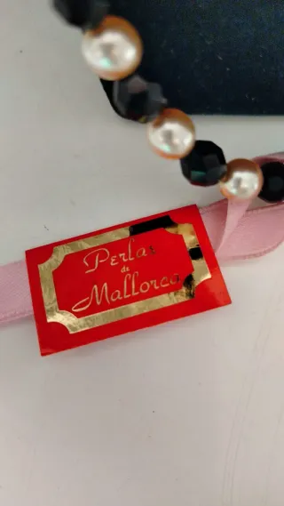 Collar Perlas Mallorca Negro y Dorado