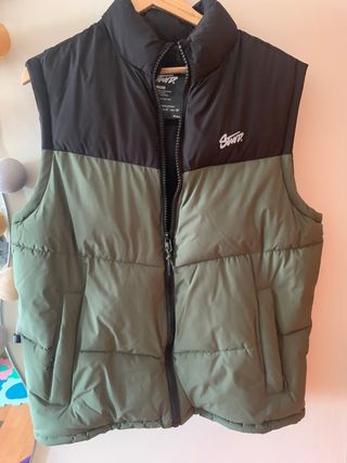 Chaleco acolchado hombre negro/verde M