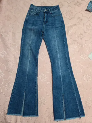 Pantalones campana vaqueros mujer