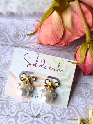 Pendientes huella gato/perro oro y perlas