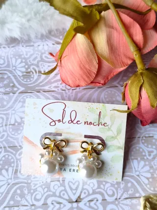 Pendientes huella gato/perro oro y perlas