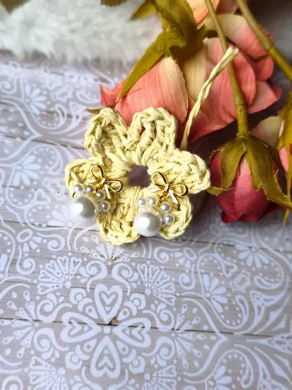 Pendientes huella gato/perro oro y perlas