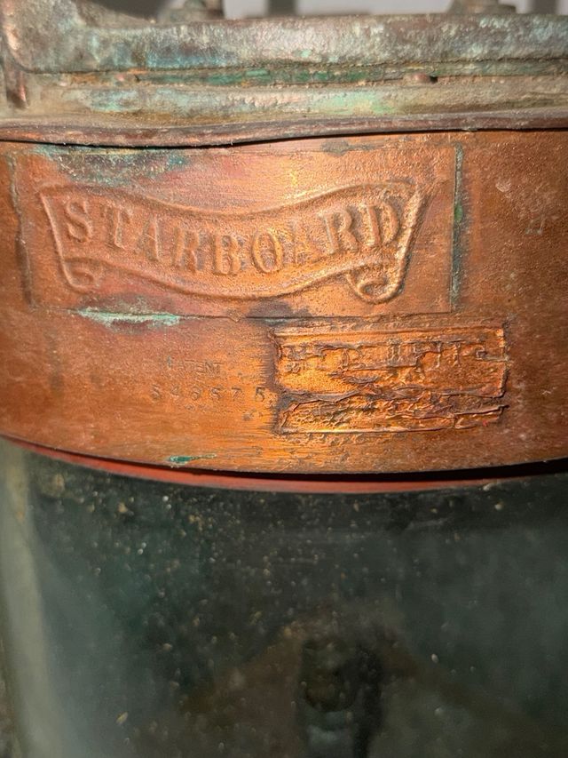 Farol Náutico Antiguo Starboard Cobre