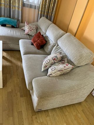 Sofá chaise longue beige tela