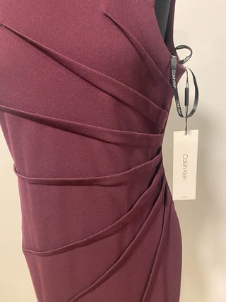 Vestido fiesta cóctel Calvin Klein granate T40