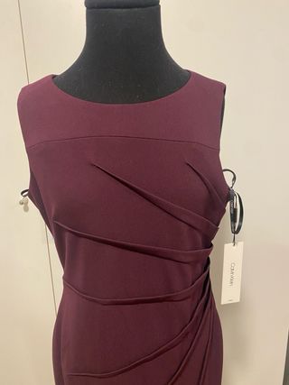 Vestido fiesta cóctel Calvin Klein granate T40