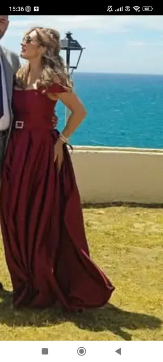 Vestido de fiesta BURDEOS DE RASO(SATEN)