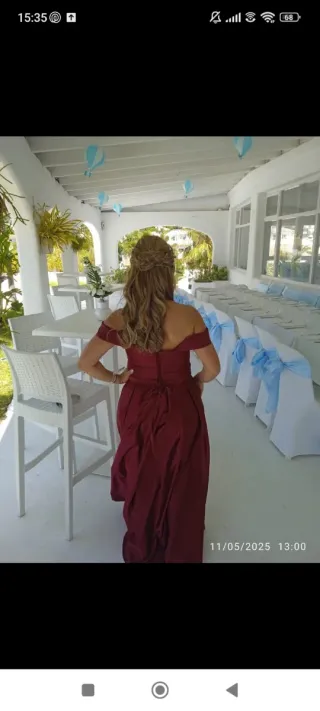 Vestido de fiesta BURDEOS DE RASO(SATEN)