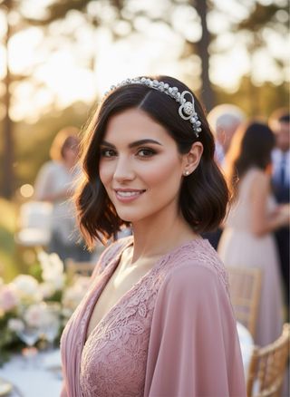 Diadema con corazón y perlas