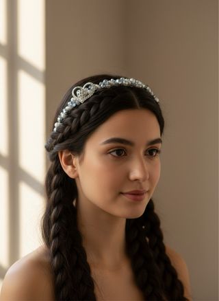 Diadema con corazón y perlas