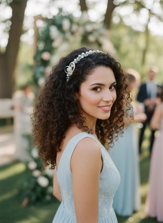 Diadema con corazón y perlas