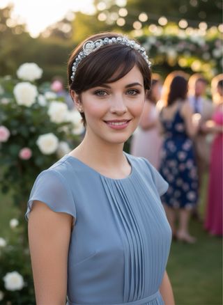 Diadema con corazón y perlas