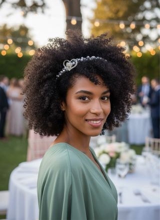 Diadema con corazón y perlas