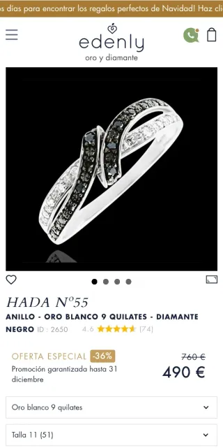 Anillo Oro Blanco 9k con 20 Diamantes Naturales