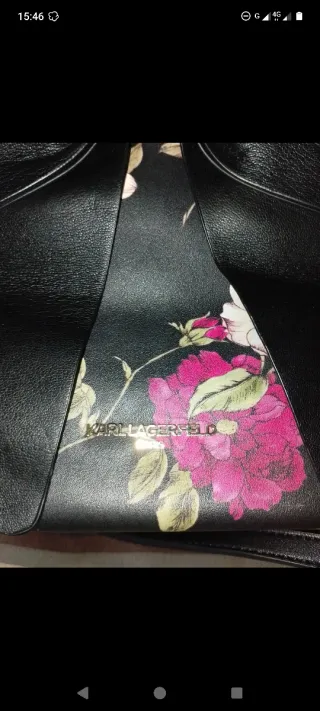 Borsetta Karl Lagerfeld pelle nera fiori