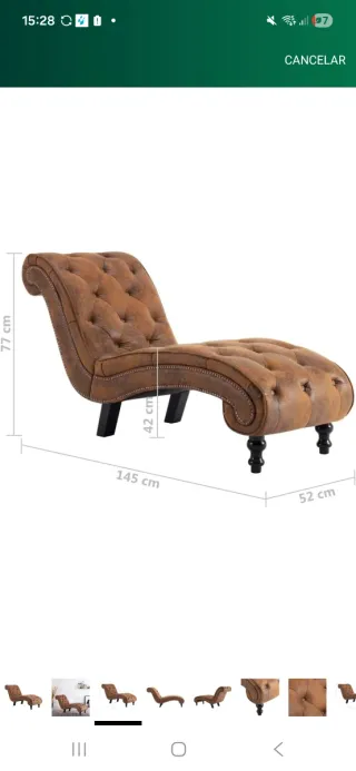 Diván Chaise Longue Piel Sintética Vintage