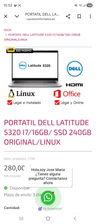 Portátil Dell Latitude 5320 i7/16GB/SSD 240GB