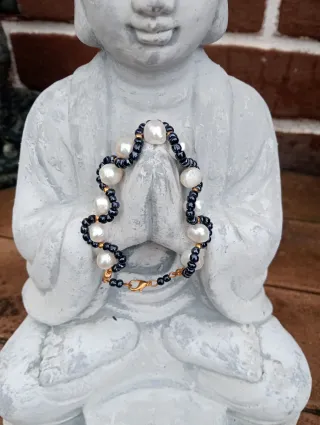 Pulsera perlas corona, semi-barrocas