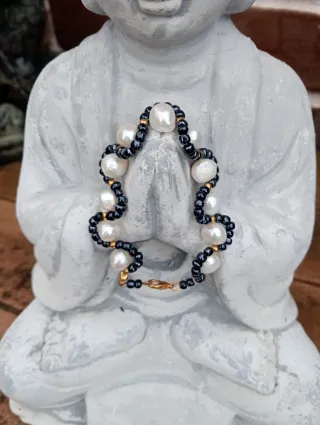 Pulsera perlas corona, semi-barrocas