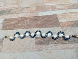 Pulsera perlas corona, semi-barrocas