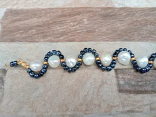 Pulsera perlas corona, semi-barrocas