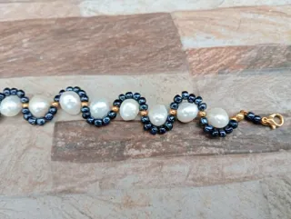 Pulsera perlas corona, semi-barrocas