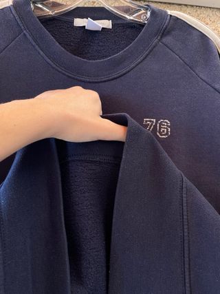 Sudadera Decathlon azul cuello redondo vintage