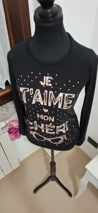 Maglia Guess donna nera Je t'aime