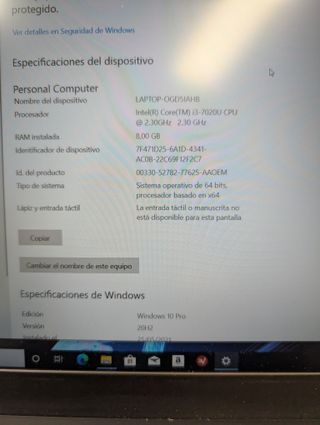 Portátil Toshiba i3 256GB 8GB RAM W11 SIN USO