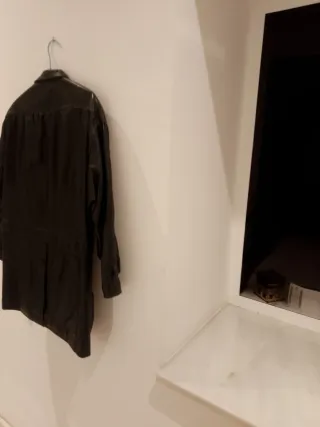 Chaquetón de cuero mujer negro