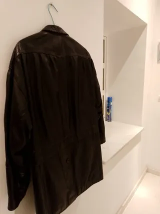 Chaquetón de cuero mujer negro