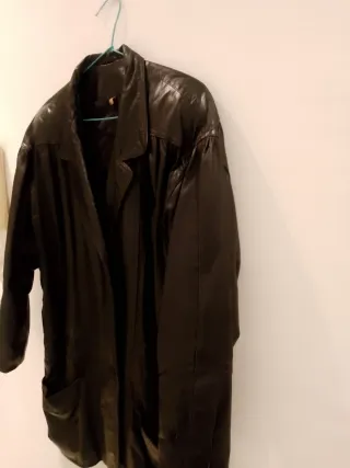 Chaquetón de cuero mujer negro