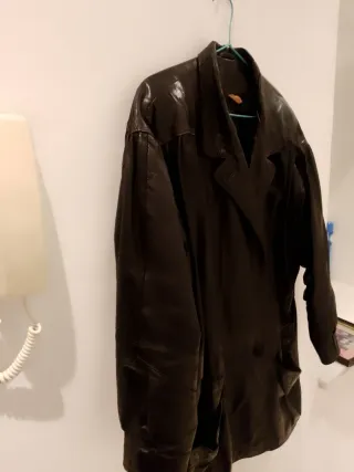 Chaquetón de cuero mujer negro