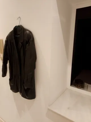 Chaquetón de cuero mujer negro