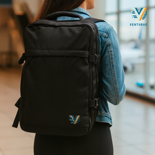 Mochila de viaje cabina avión negra impermeable