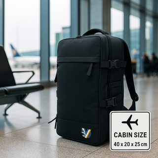 Mochila de viaje cabina avión negra impermeable