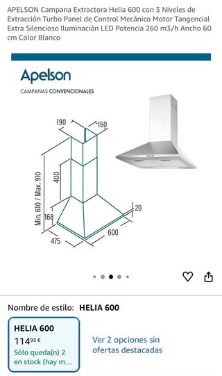 Campana extractora cocina Apelson
