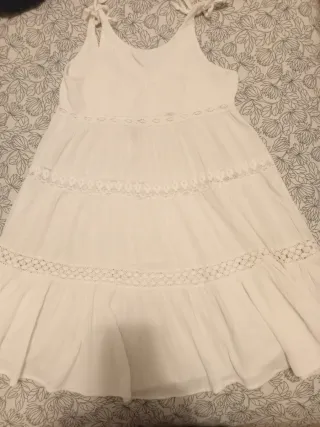 Vestido Ibicenco Blanco Niña Talla 12