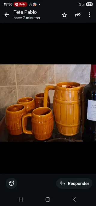 Set brocca e bicchieri da birra in ceramica vintage