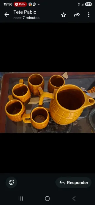 Set brocca e bicchieri da birra in ceramica vintage