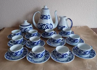 Juego de café Sargadelos azul y blanco