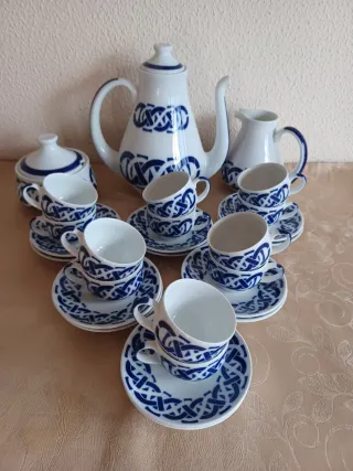 Juego de café Sargadelos azul y blanco