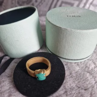 Anillo Tous Oso malaquita Dorado