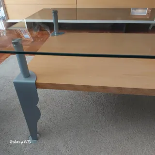 Mesa de salón madera clara 122x61x44