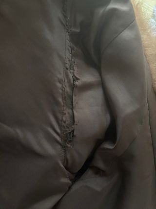 Abrigo piel sintética marrón y beige